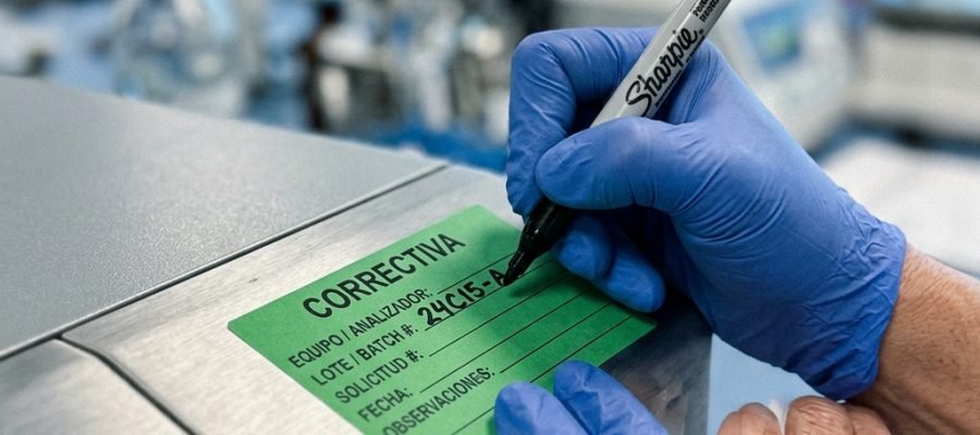 Especialista regulatorio analizando procesos de laboratorio para responder observaciones del ISP en Chile.