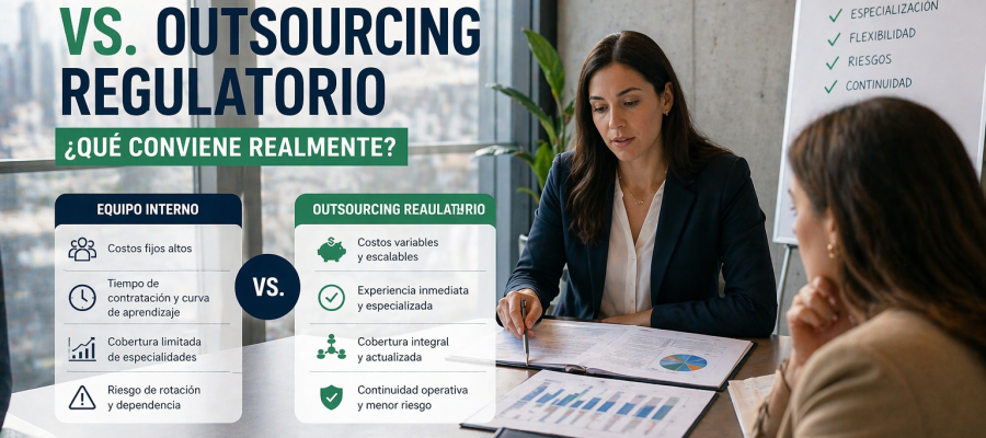 Comparativa de modelos de gestión regulatoria: Equipo interno vs Outsourcing especializado.